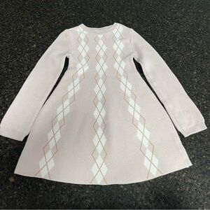 Max Studio Kids Pink Cream Argyle Cotton Little Girls Knit Sweater Dress Tunic